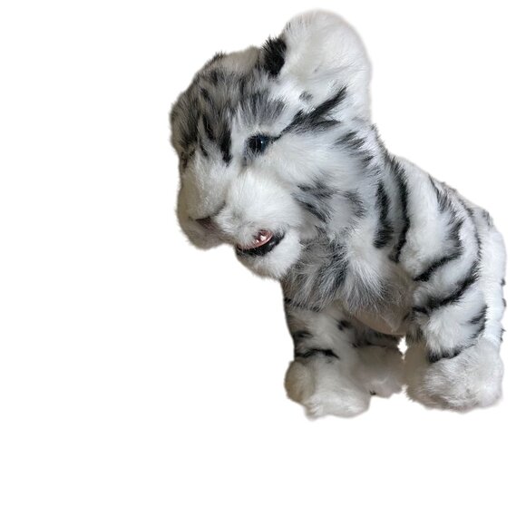 Wow Wow Mechanical White Tiger Cub Stuffed Animal Plush Toy Black Stripes 14 - Picture 1 of 6